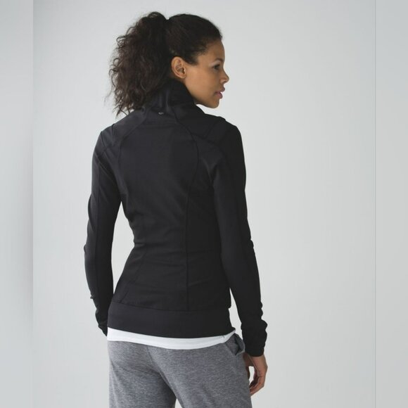 Lululemon Bhakti Yoga Jacket Black Assymetical Double Zipper High Collar Size 6 - Picture 3 of 14